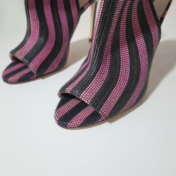 NWOT Zara black & purple pink textured striped open toe & back heeled booties - Picture 11 of 15